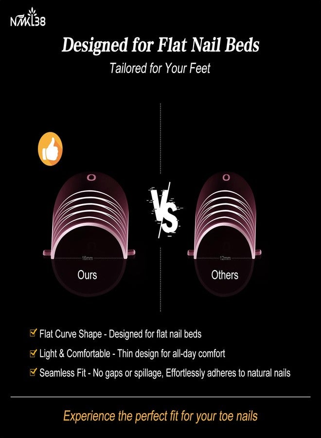 NMKL38 120pcs Press on Toenails, Toe Nail Press Ons for Women, Pink Full Cover Toe Nail Tips Fake Acrylic Toenails For Nail Extensions 12 Sizes - Image 4